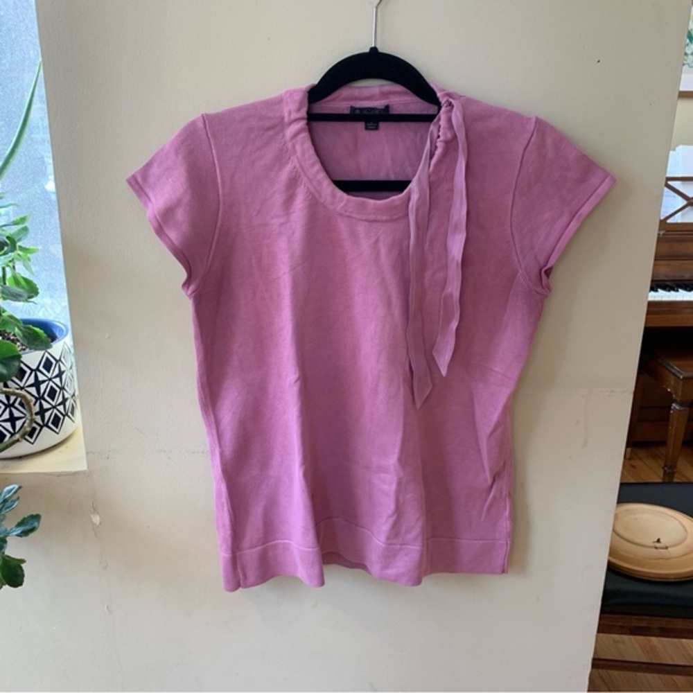 Brooks Brothers lilac knit top with bow L